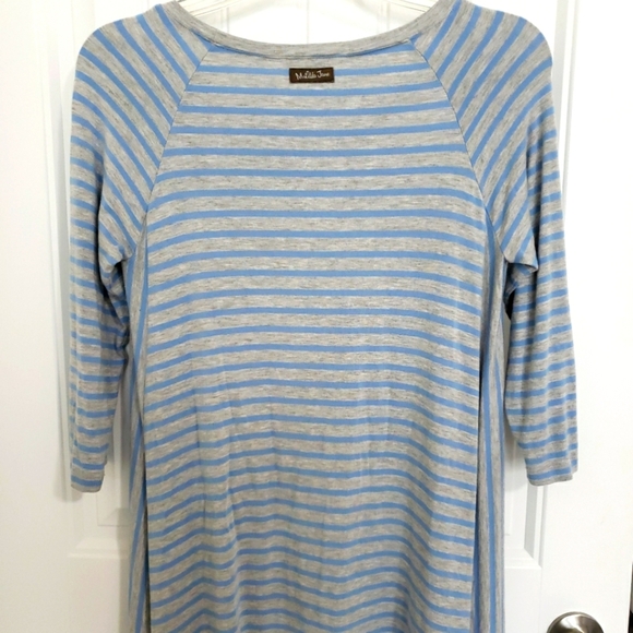 🪻BOGO🪻 MATILDA JANE‎ Dress Blue and Gray Stripes Size Med - Picture 7 of 11